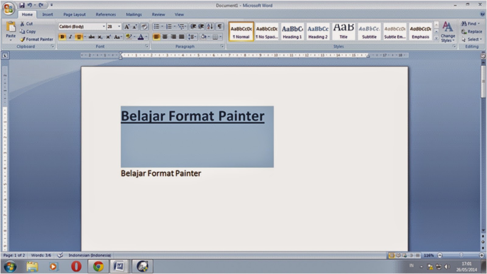 Menggunakan Format Painter Rdalam Microsoft Word Untuk Mengkopi Format
