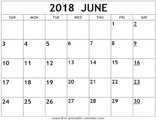 Free Printable Calendar June 2018 Free Printable Calendar June 2018