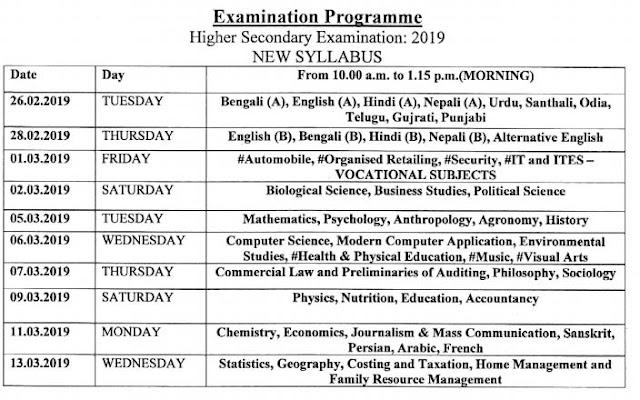 WBCHE 12th Class Routine 2019 (New Syllabus) WBCHE 12th Class Routine 2019 (New Syllabus)