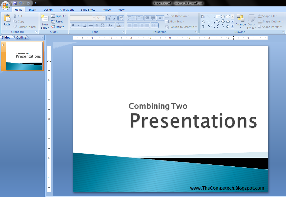 powerpoint combine 2 presentations