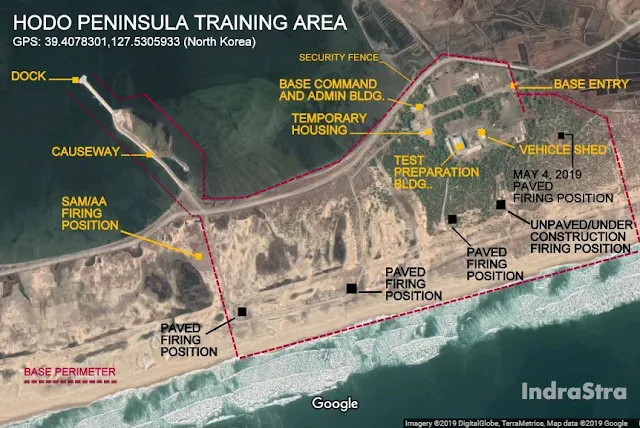 Map Attribute: Hodo Peninsula Training Area and May 4, 2019, Paved Missile Firing Position / Source: DigitalGlobe/Google Maps 
