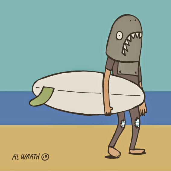 Los personajes surfistas de Allan Wrath