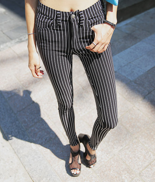 [Stylenanda] Striped High-Waist Tight Pants | KSTYLICK - Latest Korean ...
