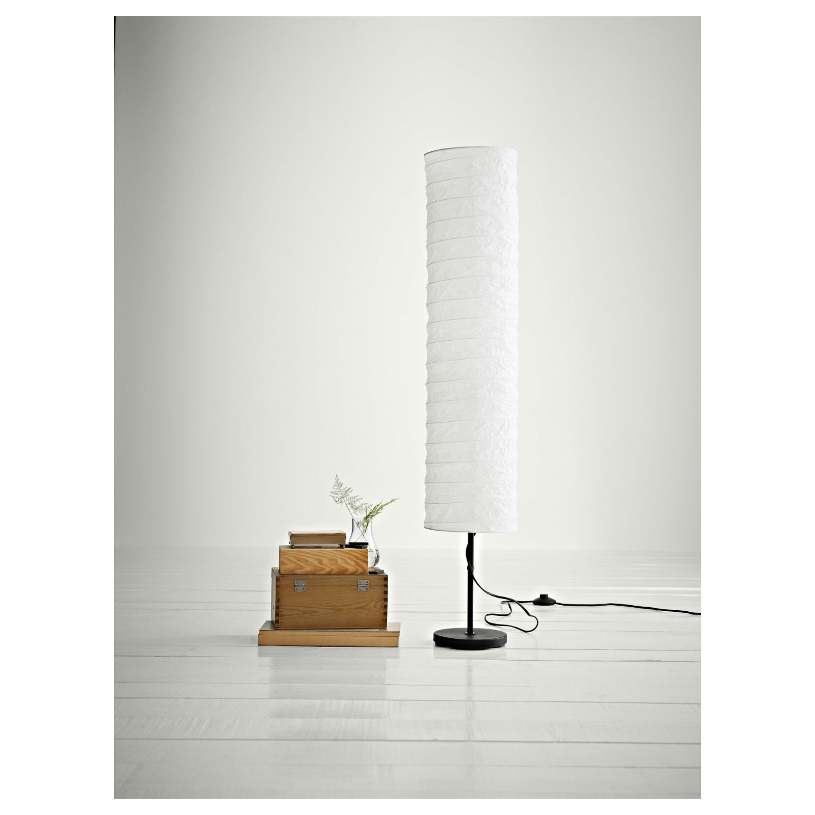 IKEA Holmo Floor Lamp Rice Paper Shade White Light Modern Indoor Soft