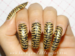 tiger nail print nails animal polish gold bunny