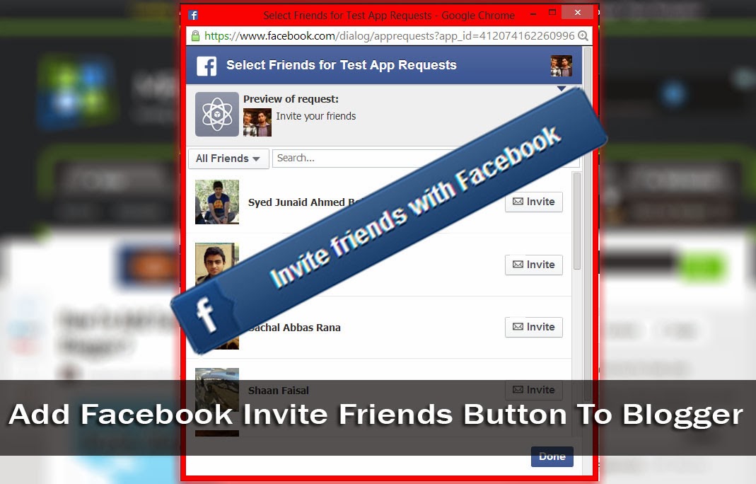 Add Facebook Invite Friends Button To Blogger
