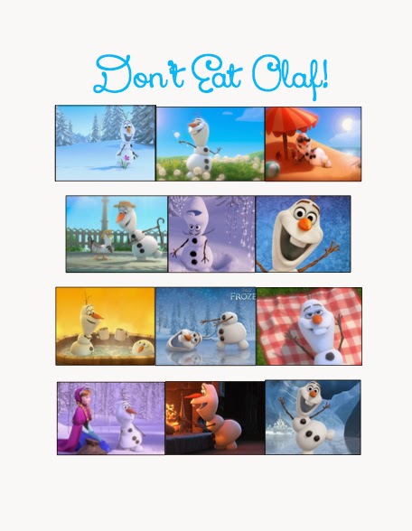 Dont Eat Olaf game, Frozen birthday party, Frozen party games and food labels