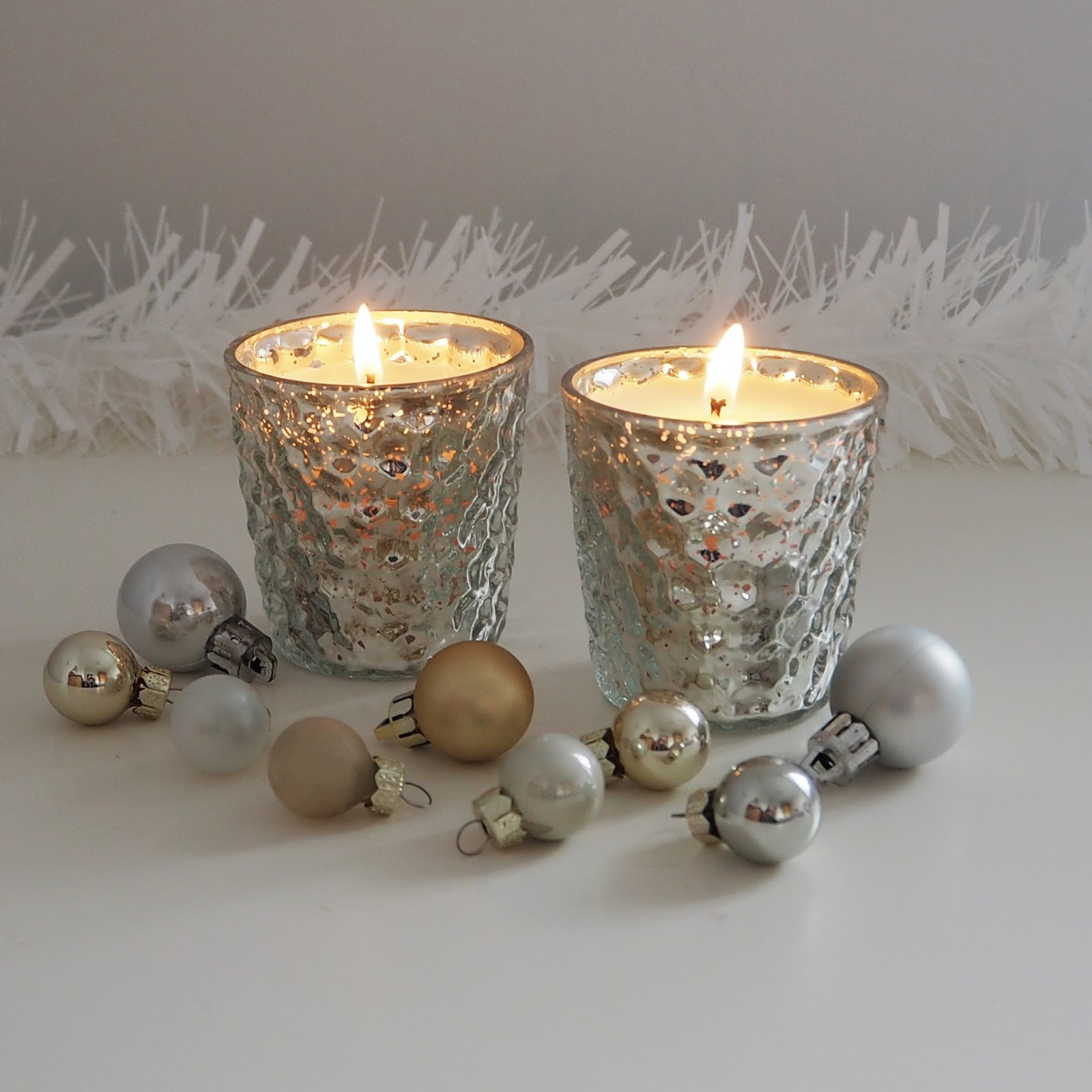 What Lizzy Loves The White Company Winter candles in mercurised silver glass votives