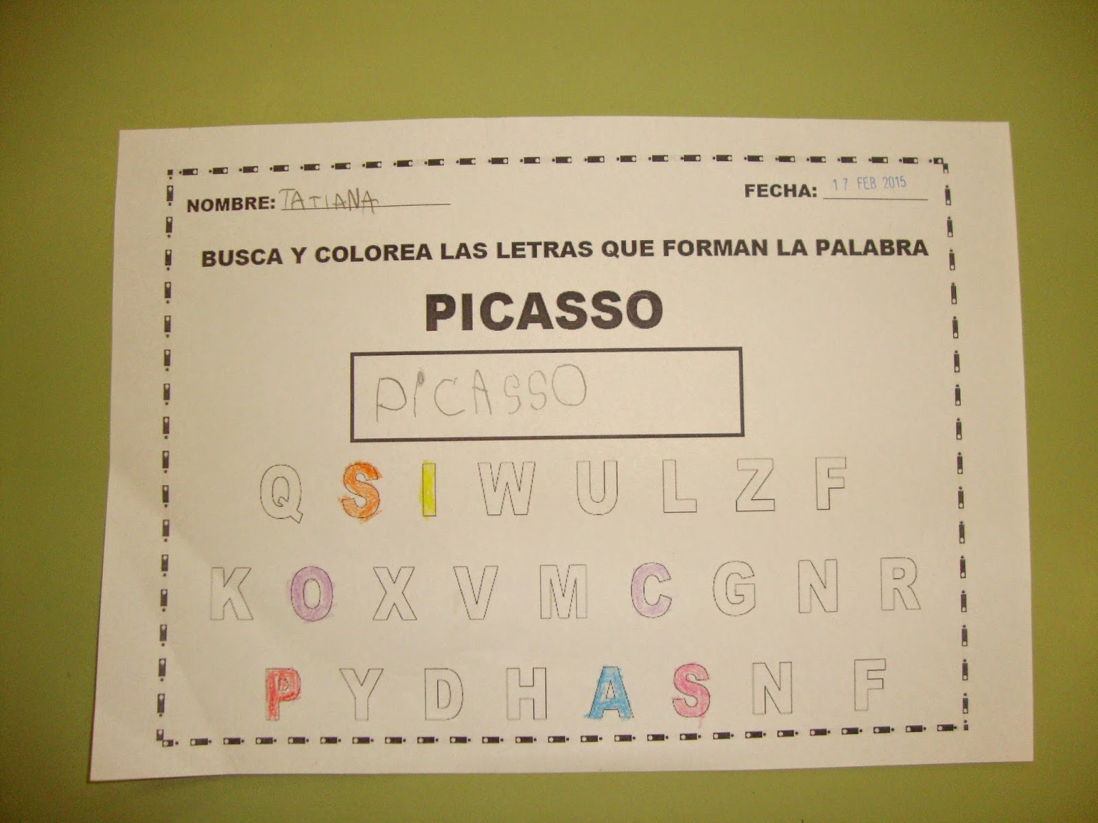 DEBAJO DEL ARCO IRIS: ESCRIBIENDO EL NOMBRE DE PICASSO