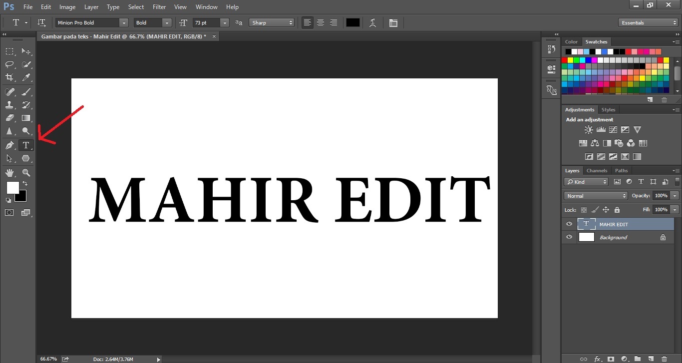 Cara mudah memasukan gambar kedalam teks di photoshop - Mahir Edit