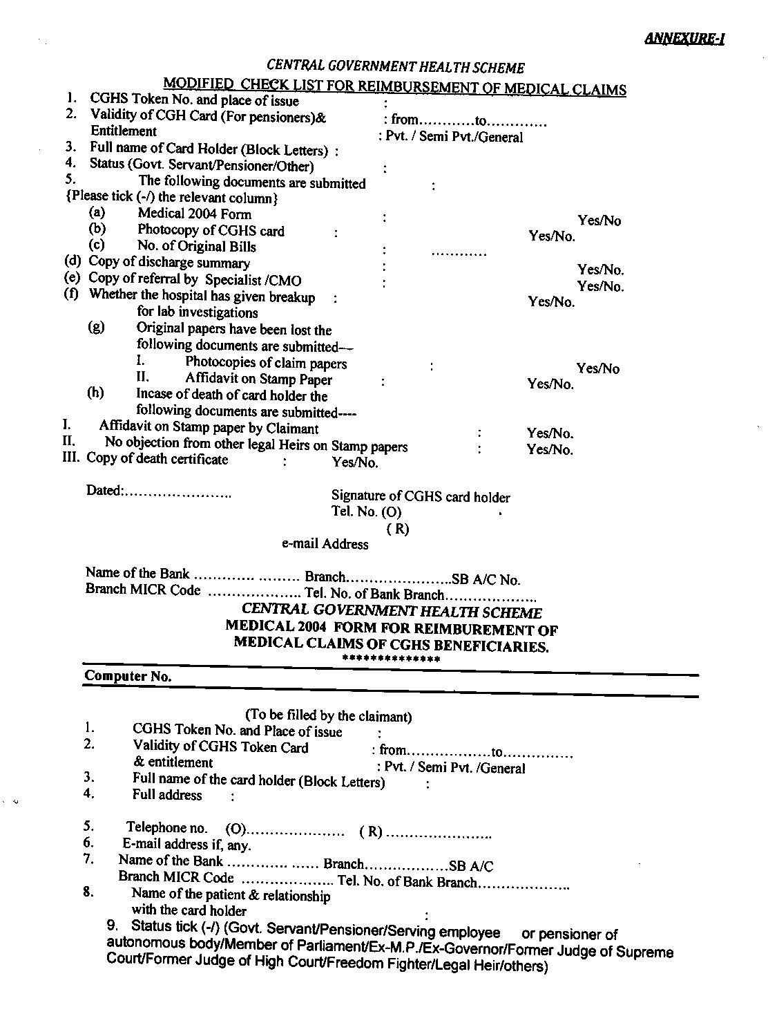 Verification Of Medical Reimbursement Claims In CGHS and Guidelines for