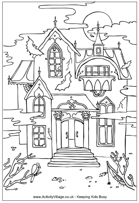 Simple Haunted House Coloring Pages