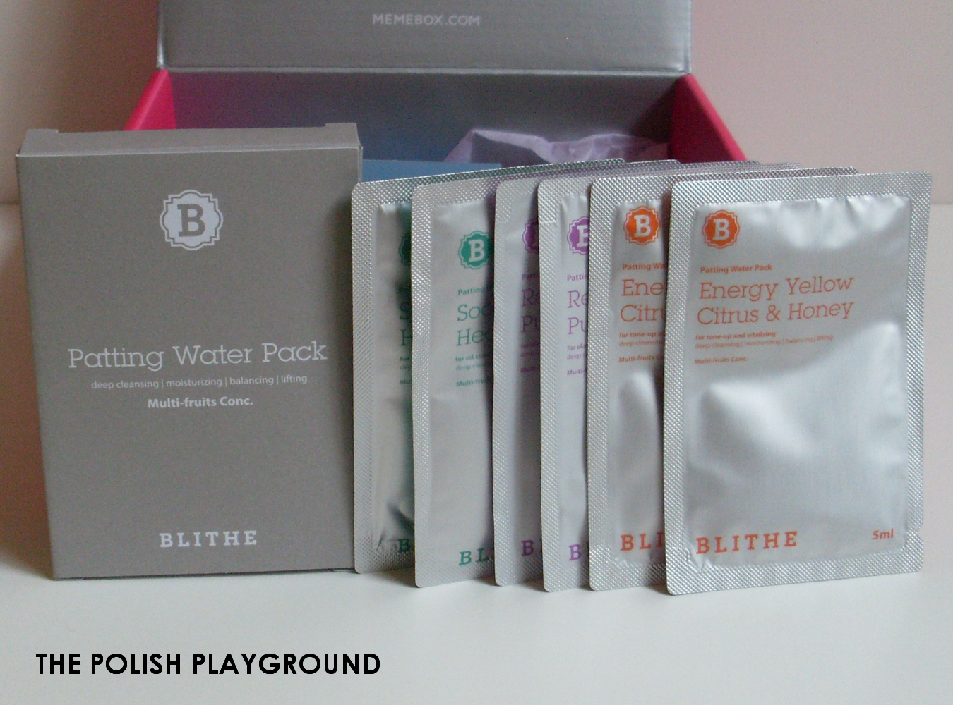 Memebox Special #81 The Next Best Thing in Skin Care Unboxing - Blithe Patting Water Pack (Includes Energy Yellow Citrus & Honey, Soothing & Healing Green Tea, and Rejuvenating Purple Berry)
