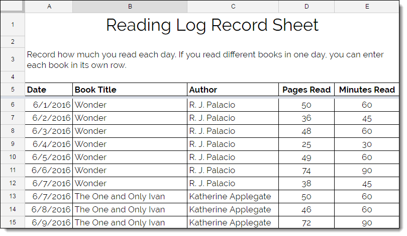 assignment log template