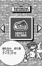 Captura de una pantalla monocroma de la Bandai WonderSwan de Rainbow Islands, 2000