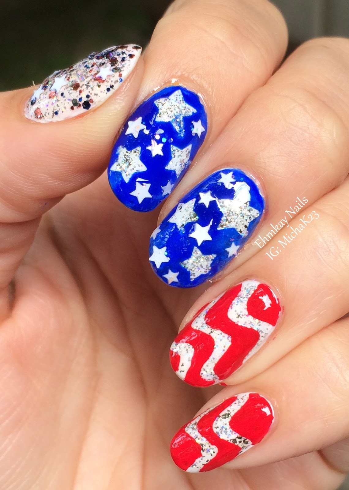 ehmkay nails American Flag Nail Art