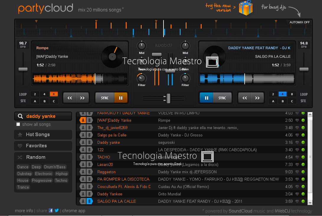 Mezclar música online con PartyCloud tecnologiamaestro.com