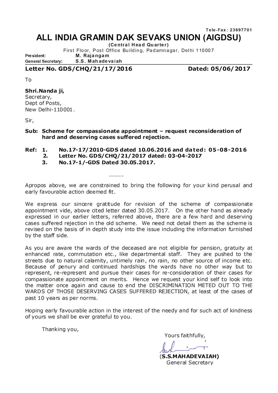 appointment letter proforma chq letter reg scheme for compassionate appointment appointment letter proforma chq letter reg scheme for compassionate appointment