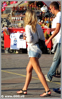 Girl in jean shorts