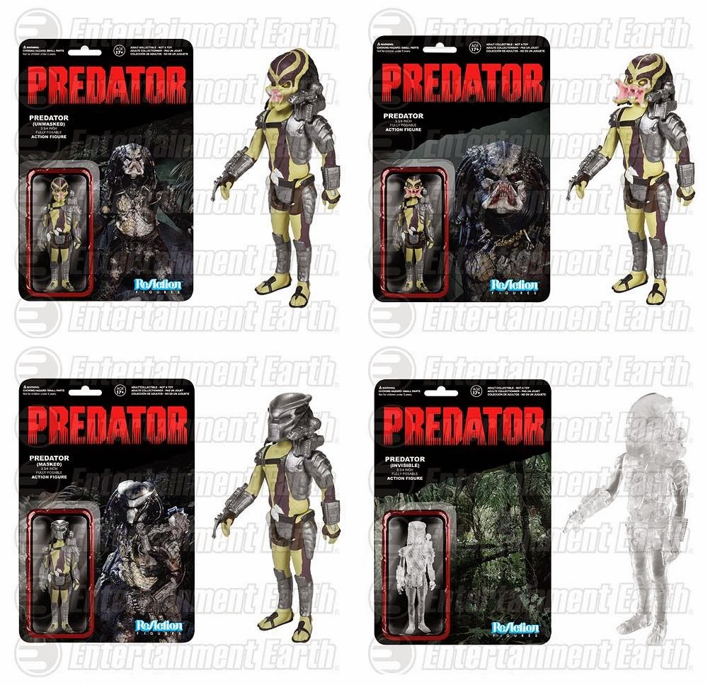 Predator ReAction Retro Action Figures by Funko & Super7 - Closed Mouth Predator, Open Mouth Predator, Masked Predator & Clear Masked Predator