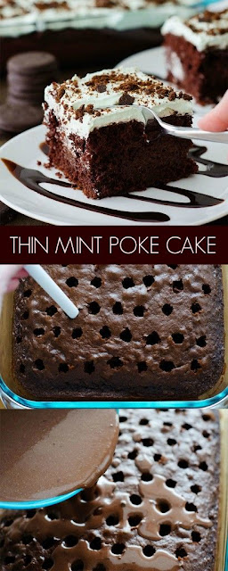 Thin Mint Chocolate Poke Cake