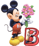Alfabeto tintineante de Mickey con ramo de flores B.