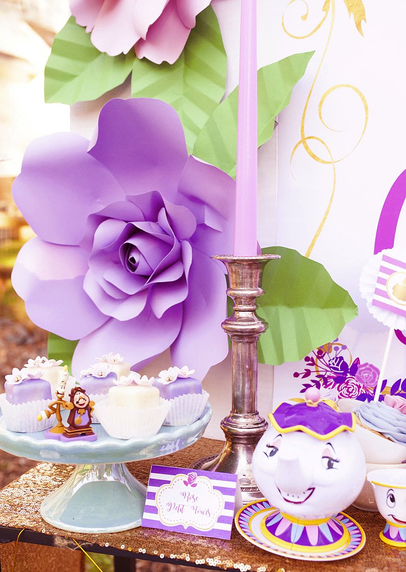 Be Our Guest Beauty & The Beast Inspired Birthday Party - with DIY decorations, printables,desserts table styling, favors and games! via BirdsParty.com @BirdsParty