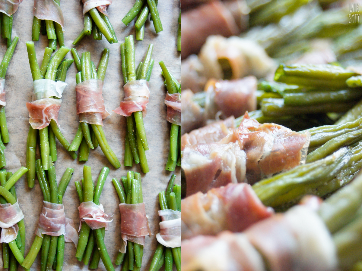 Zielona fasolka w szynce parmeńskiej (3 składniki) zielona fasolka, fasolka szparagowa, szynka parmeńska, przekąska, przystawka