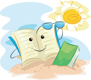 Clipart Image of a Book at the Beach