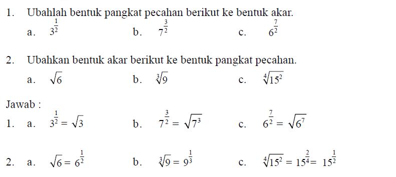 Pengertian Bilangan Berpangkat Pecahan beserta Contoh Soalnya
