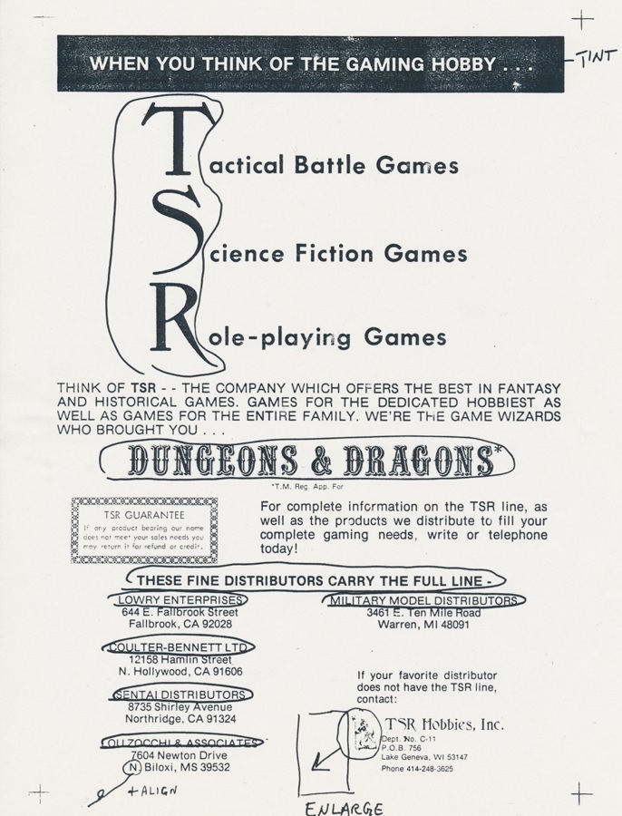 Playing at the World Vintage Ad Think of TSR