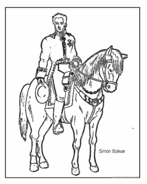 Simón Bolíca a caballo colorar
