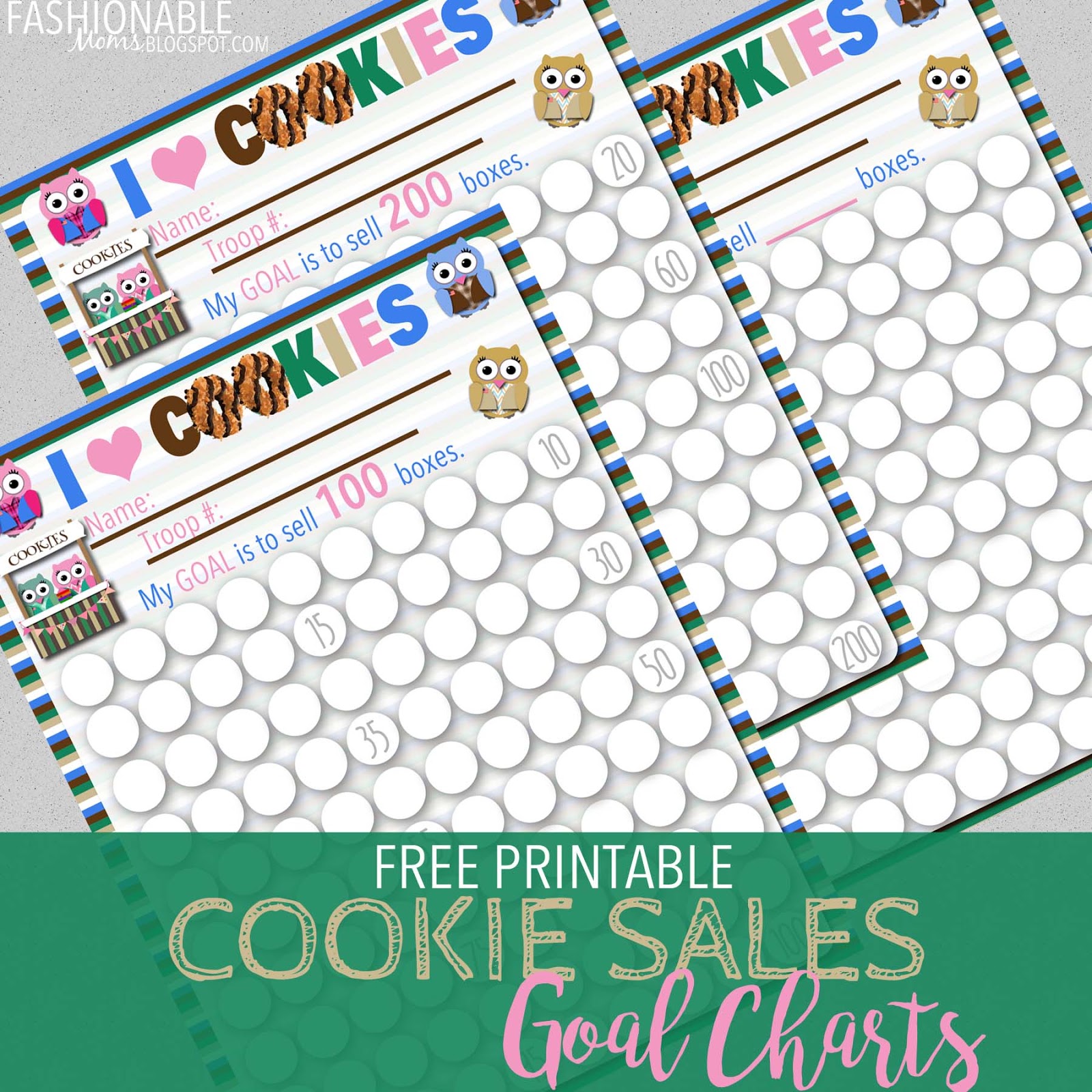 My Fashionable Designs Free Printable Owl Cookie Sales Goal Poster!