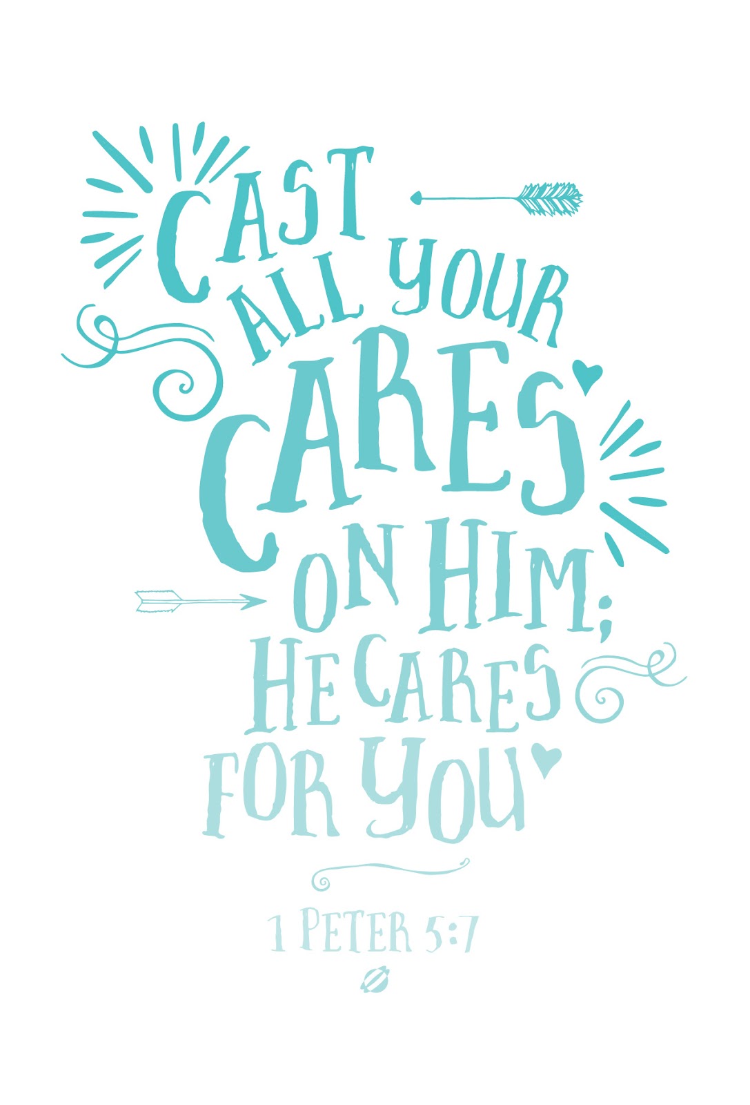 LostBumblebee ©2014 Cast Your Cares 1 Peter 5:7 FREE PRINTABLE- personal use only