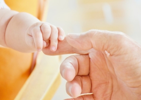 Picture of baby and father hands. Picture of baby and father hands.