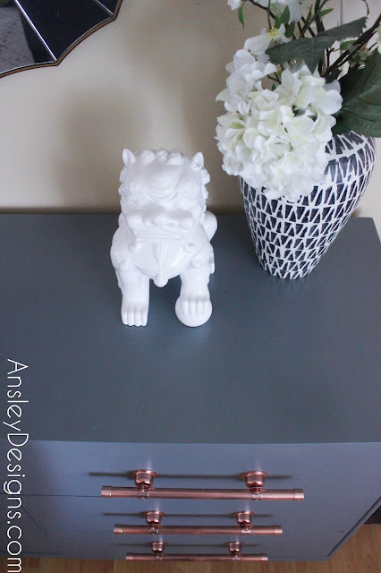 Grey Dresser with DIY Copper Pipe Drawer Pulls
