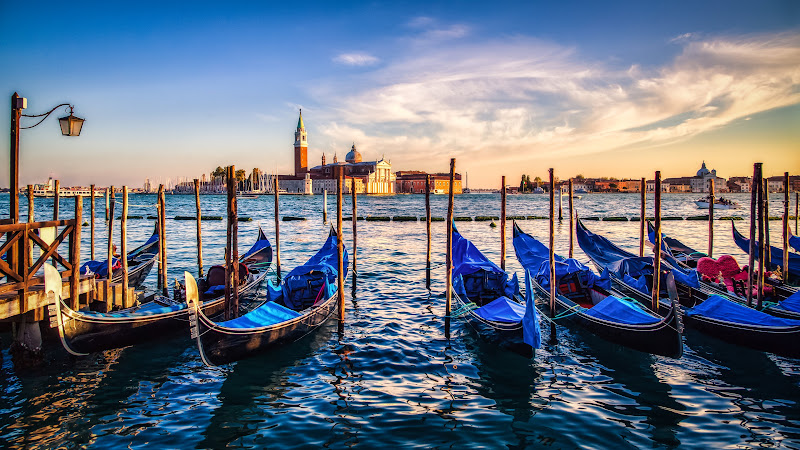 Gondolas from Venice at Sunset HD