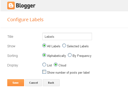 configure blogger label
