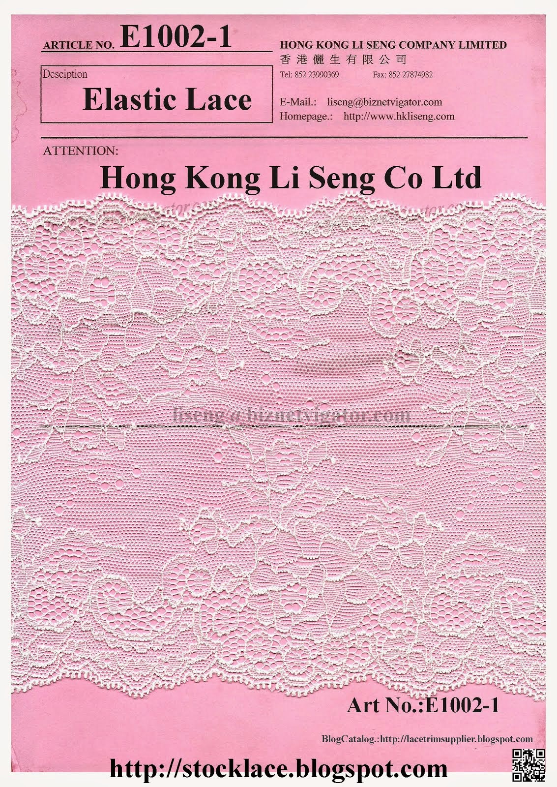 In-Stocklot Elastic Lace  Manufacturer - Hong Kong Li Seng Co Ltd