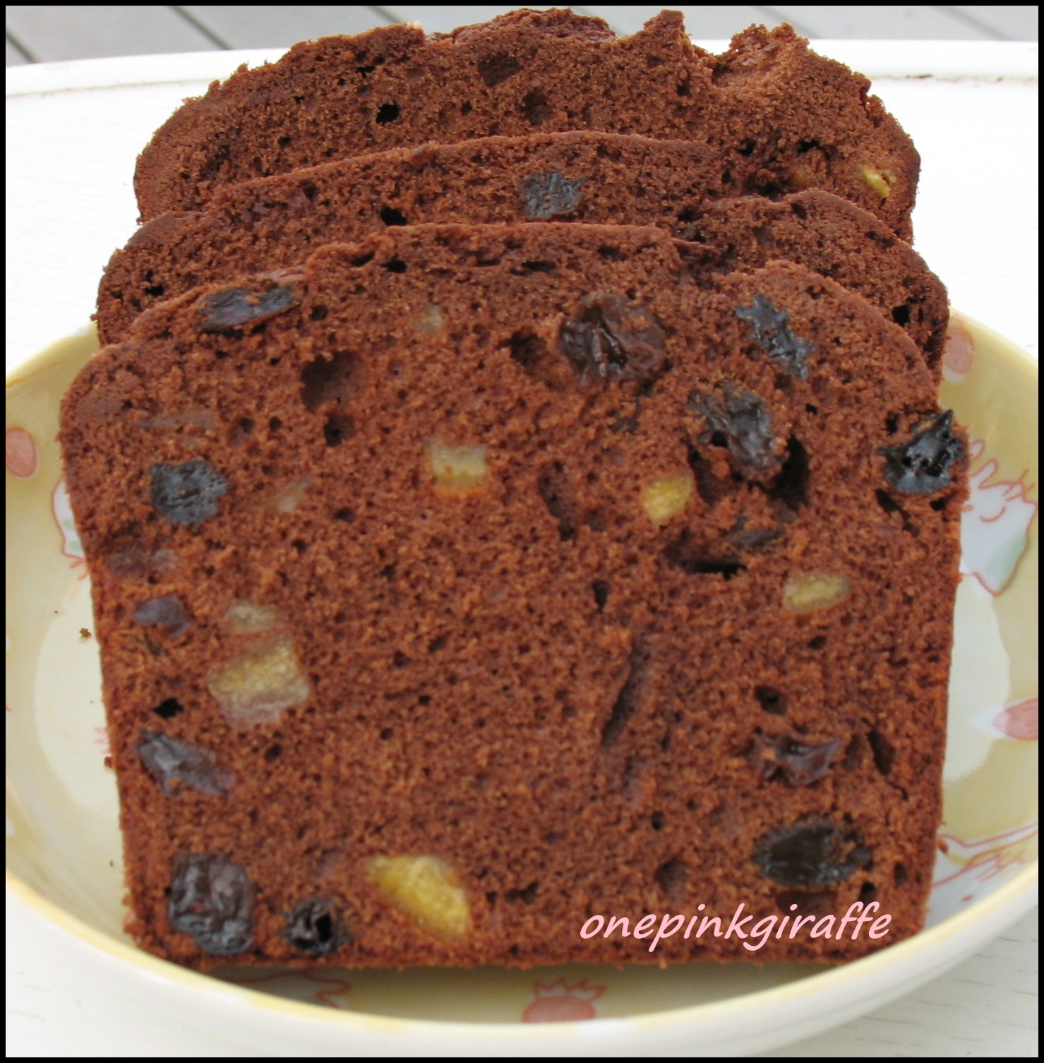 ONE PINK GIRAFFE ROAD CAKES CHOCOLATE RUM RAISIN LOAF CAKE