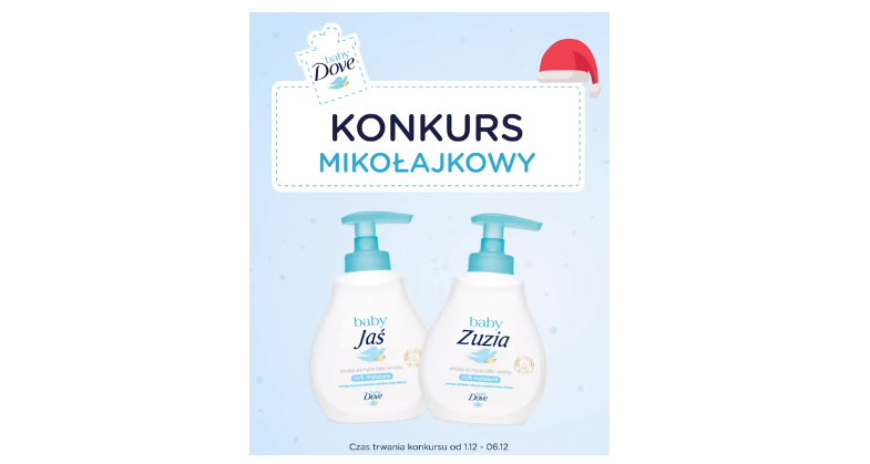 Do wygrania 150 personalizowanych emulsji do mycia ciała i włosów Baby Dove Konkurs