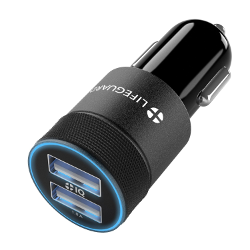 +LIFEGUARD Dual USB Car Charger 2.1A with +IQ Technology