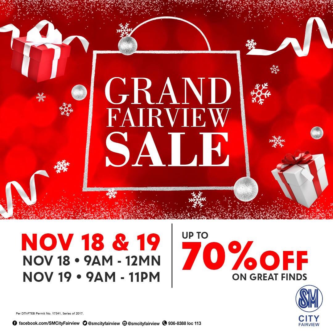 SM Fairview is having a Grand Fairview Sale on November 18 to November