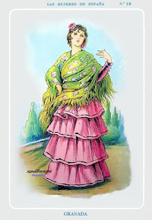 Traje típico de mujer, Granada 1920 - Caramelos Fisas