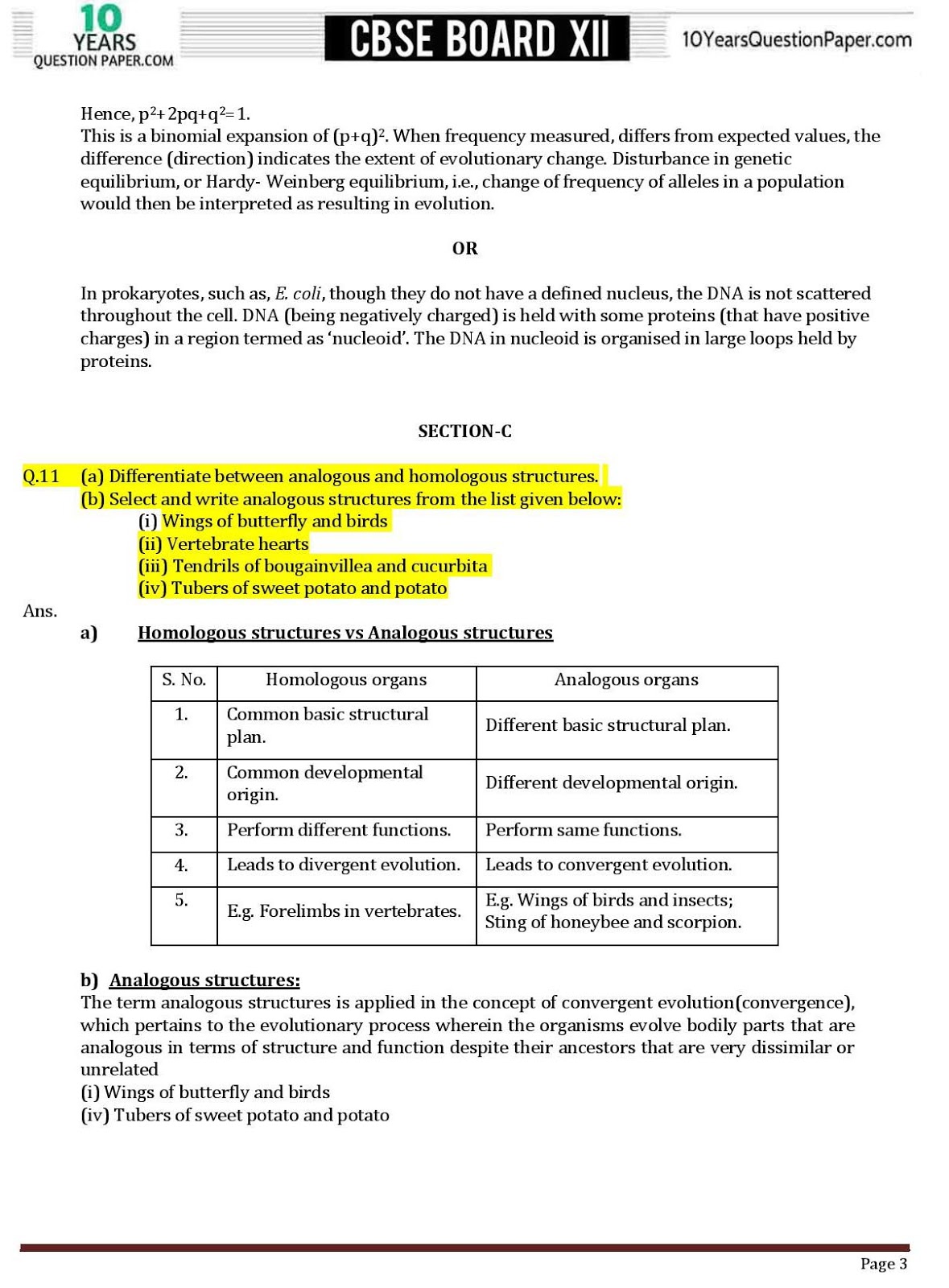CBSE class 12 biology solved question paper Biology solved paper for CBSE class 12