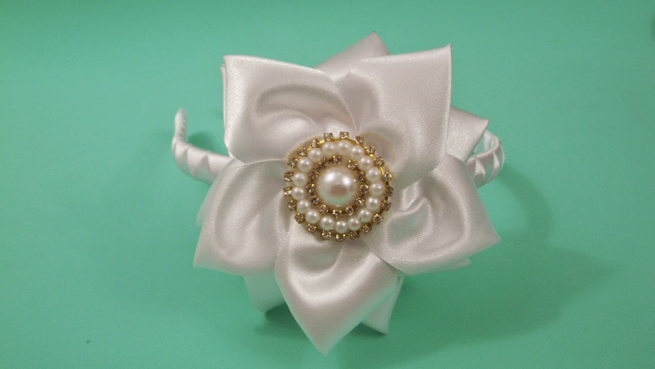 Tutorial Passo a Passo Tiara com Flor de Fita de Cetim Tiaras de