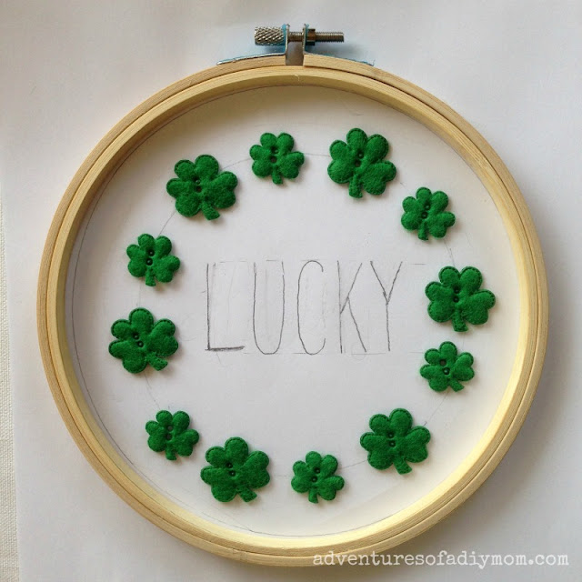 drawn pattern to create lucky embroidery with shamrocks