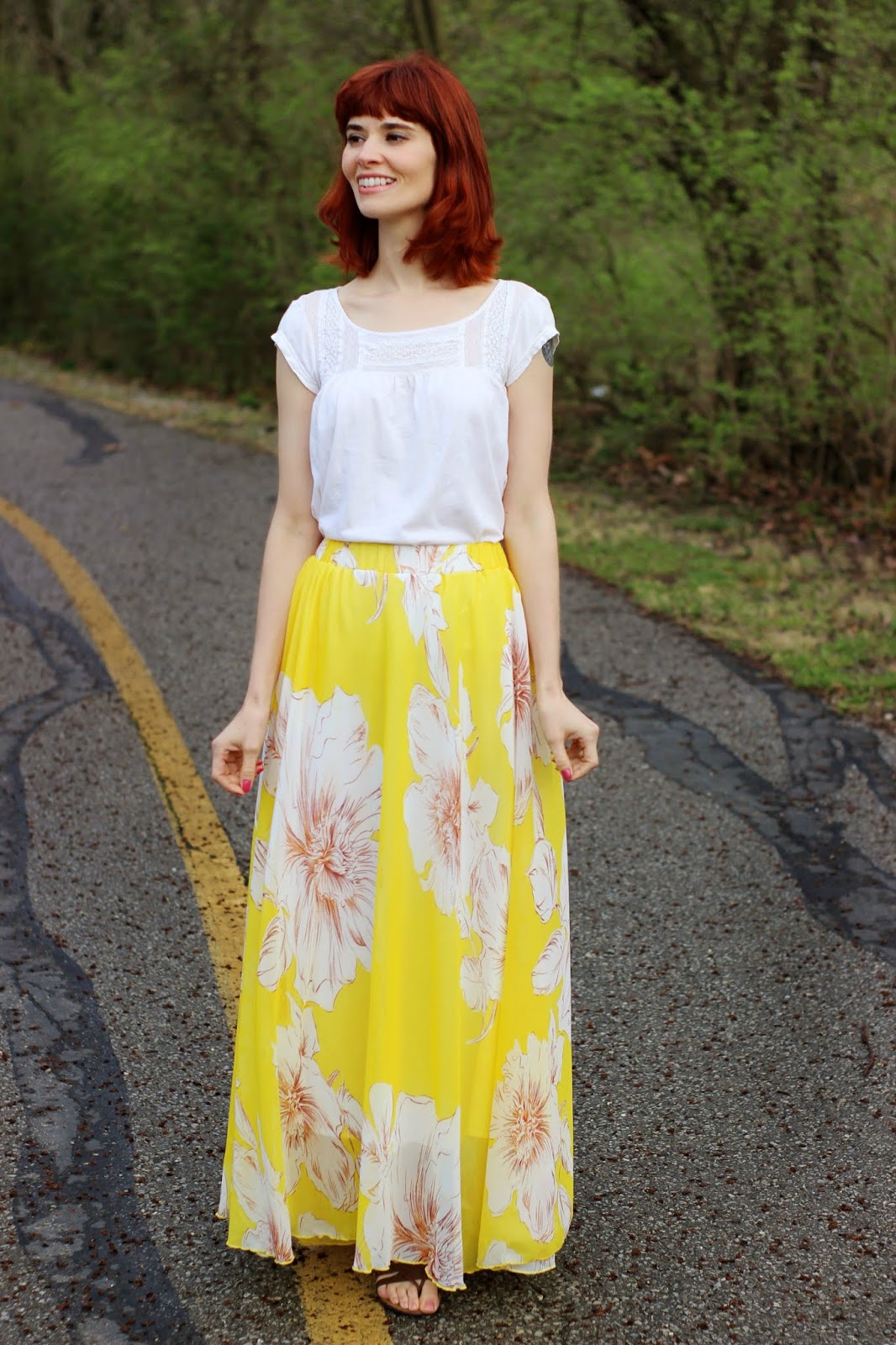 marvelous floral maxi skirt in yellow