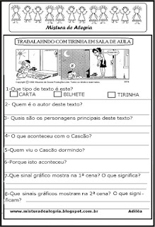 Tirinha Atividade com tirinha