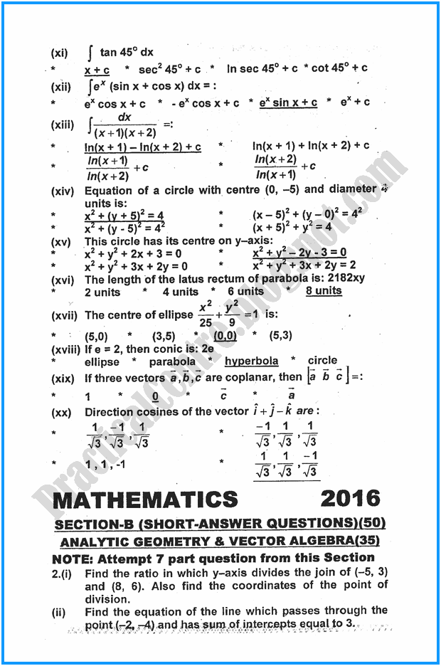 12th-mathematics-five-year-paper-2016